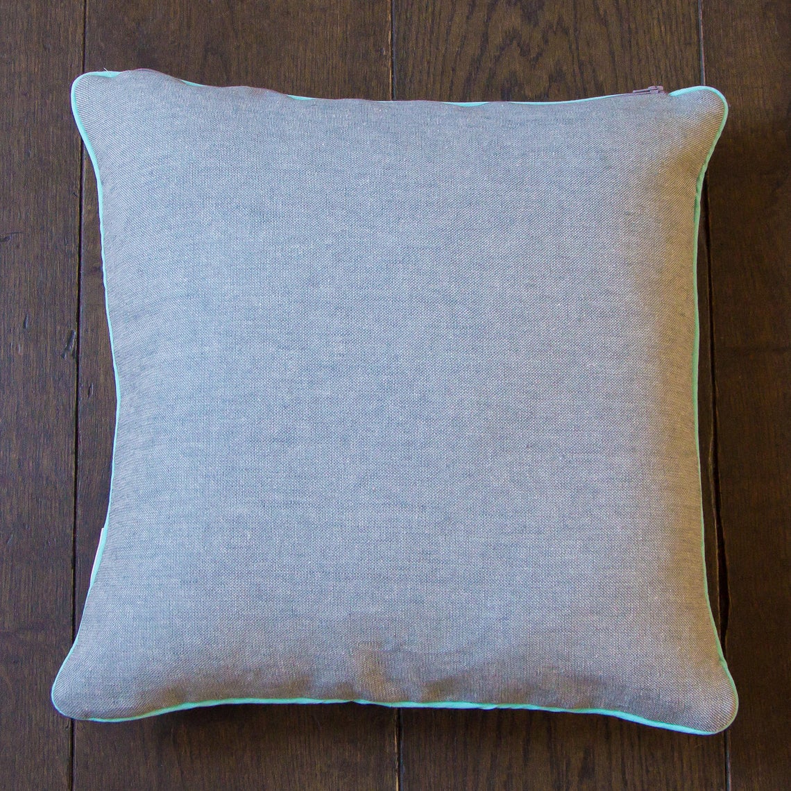 Aquamarine white and silver fleck handwoven cushion