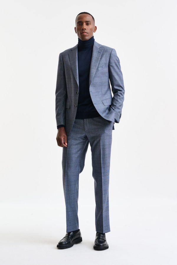 Check Blue 100% Wool Soho Suit Freestyle