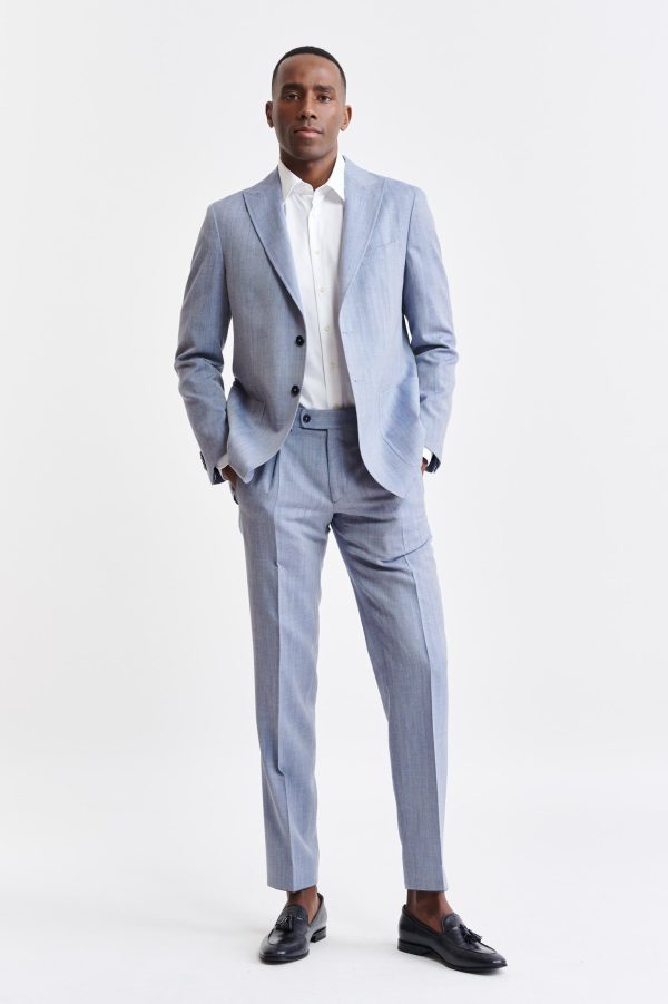 MEDIUM BLUE WOOL & LINEN KENTON SUIT JAZZ
