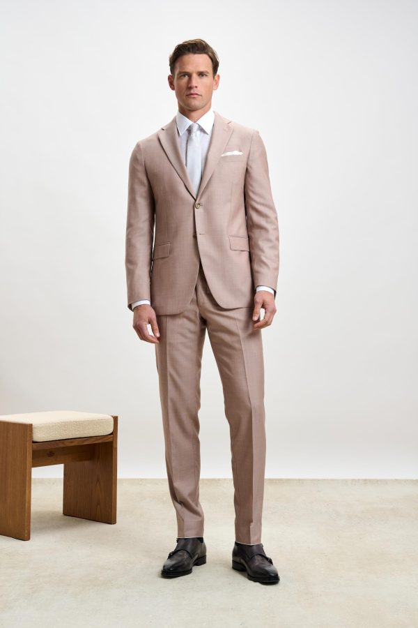Plain Beige Kenton Suit Sleek