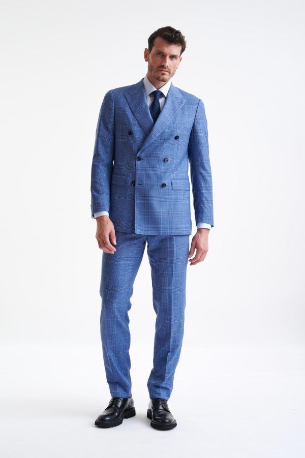 Blue Check Super 130's Wool Soho Suit Mosaic