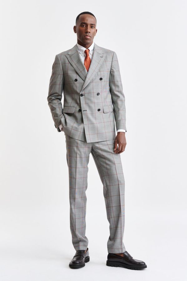 Grey Check Wool Super 100's Soho Suit Riviera Trend