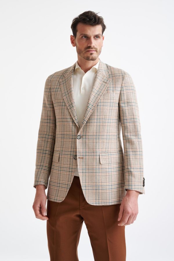 Cream Check Cotton & Silk Kensington Jacket Amalfi Trend