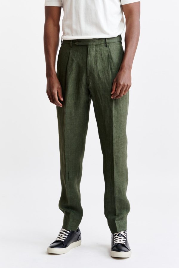 Green Pure Linen Xander Trousers