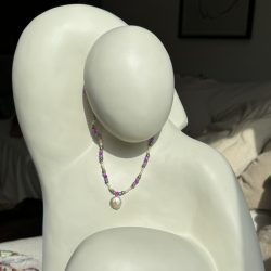 collar Rocío azul, rosa y blanco