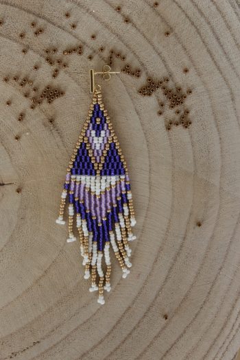 pendiente Nerea morado y lila plata, blanco y champagne