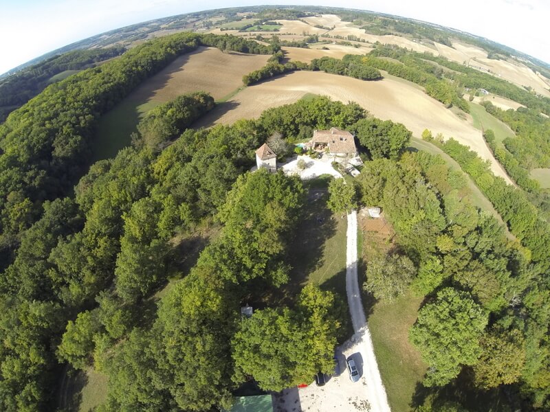 High aerial view of Loste in Quercy