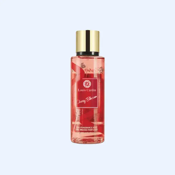 "Cherry Blossom Body Mist 250 ml från Louis Cardin med fräsch doft av körsbärsblommor och frukter."