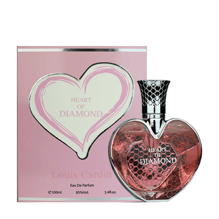 Heart Of Diamond Fragrance Notes Heart Of Diamond EDP Opens with Fresh Fruity Floral Top Notes of Blackcurrant, Bergamot, Cactus flower Giving Way to Floriental Middle Notes of Cashmere, Powdery Rose ,Lily of the Valley, Freesia, Jasmine and Lands on the Base Notes of Musk, Amber, Cedarwood, Sandalwood Fragrance volume : 100ml Gross Weight : 364 gm