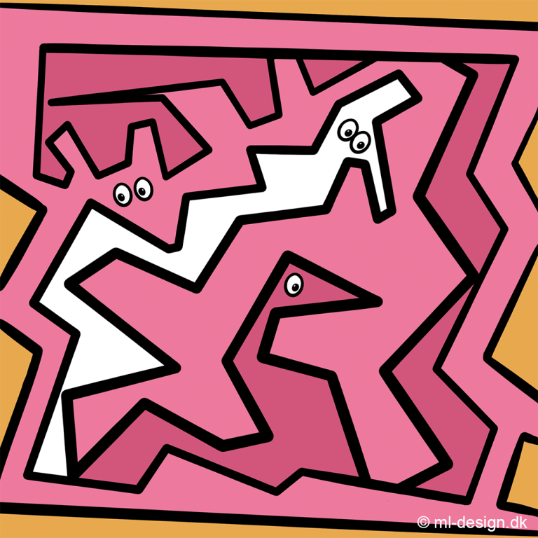 iPad tegning af figurer, der er fanget i en labyrint