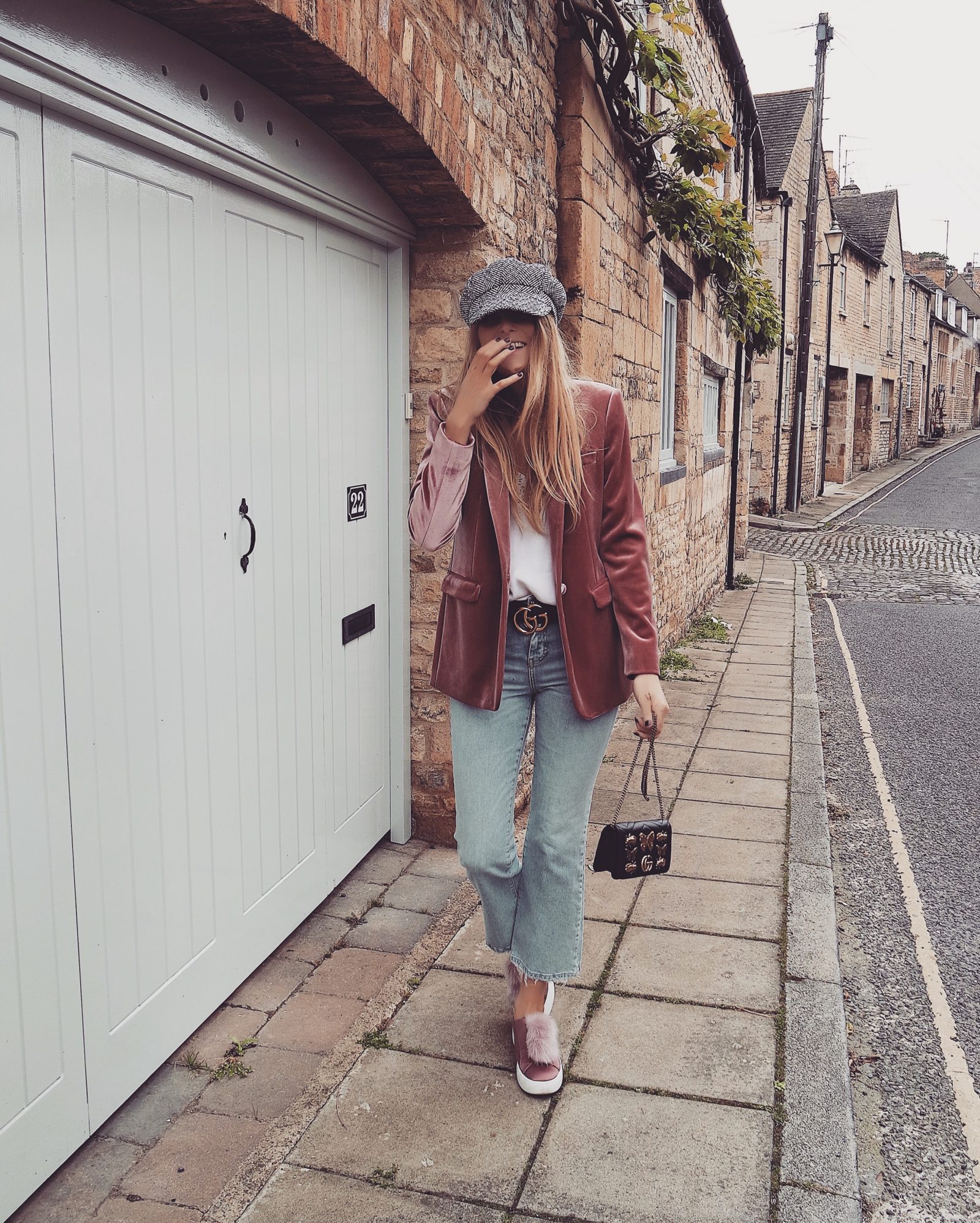 Pink Velvet Blazer - Autumn Outfit