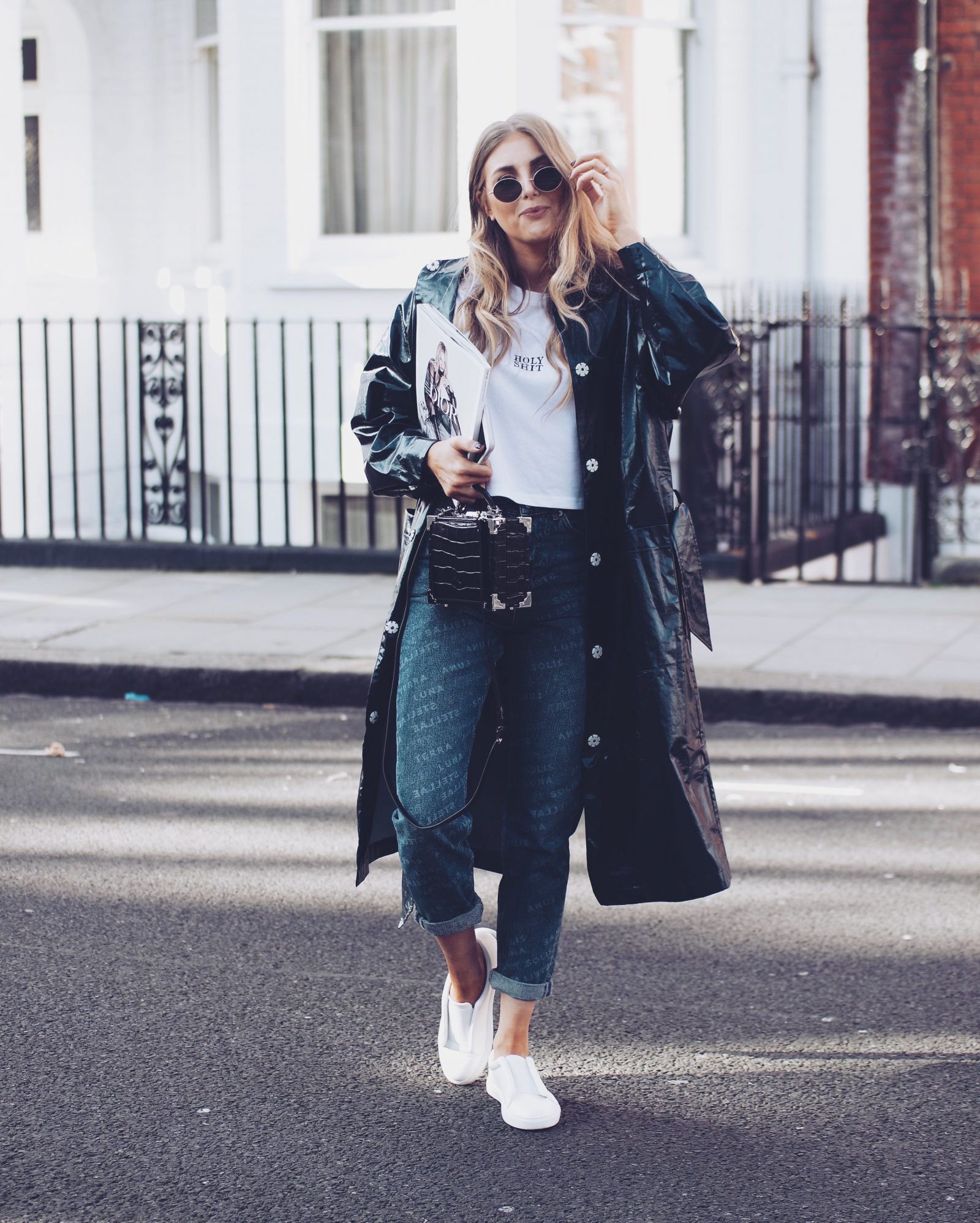 LFW Street Style - Printed Denim