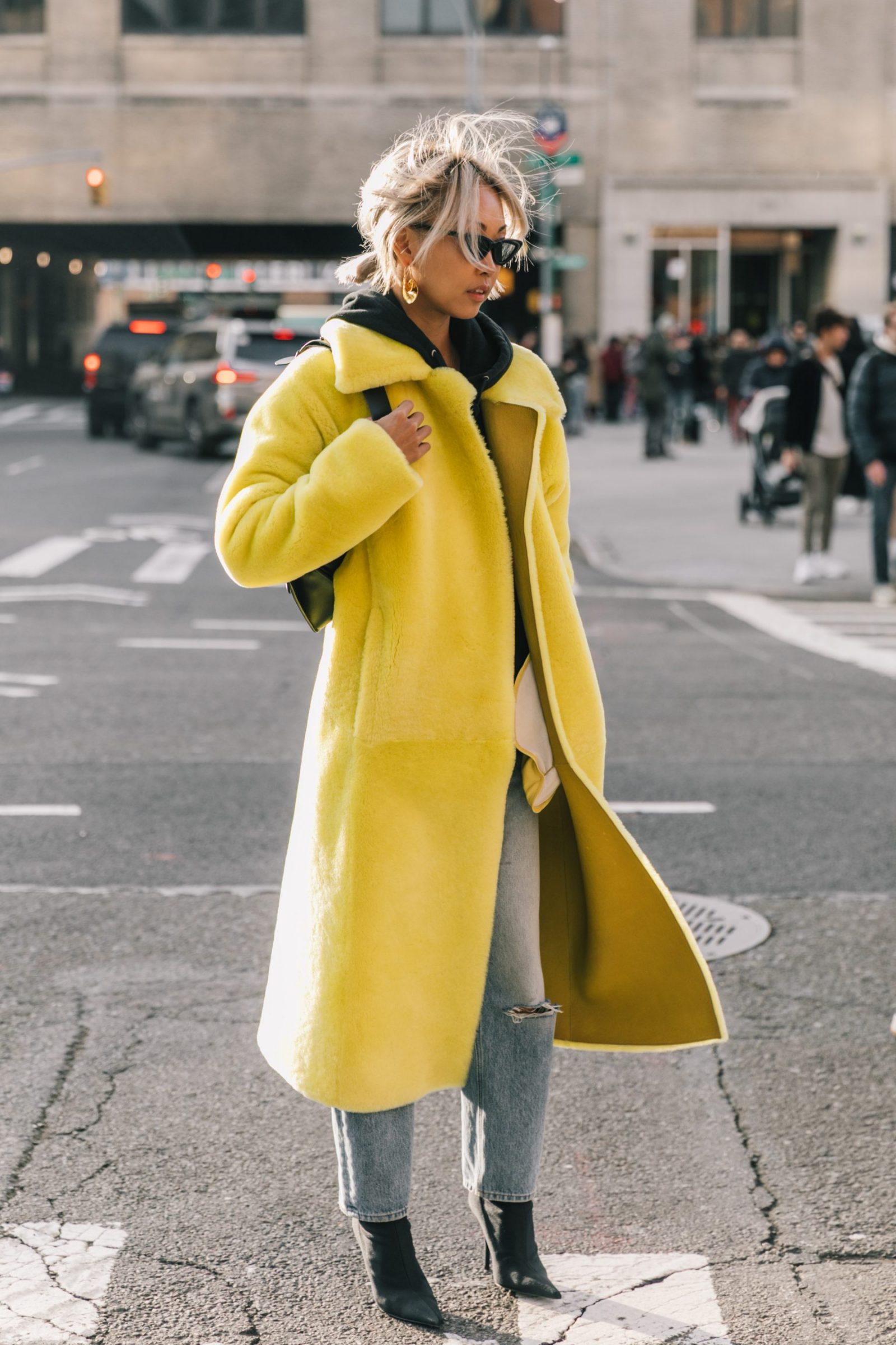 Fashion Week Looks Yellow Fur Coat - Collage Vintage Photography