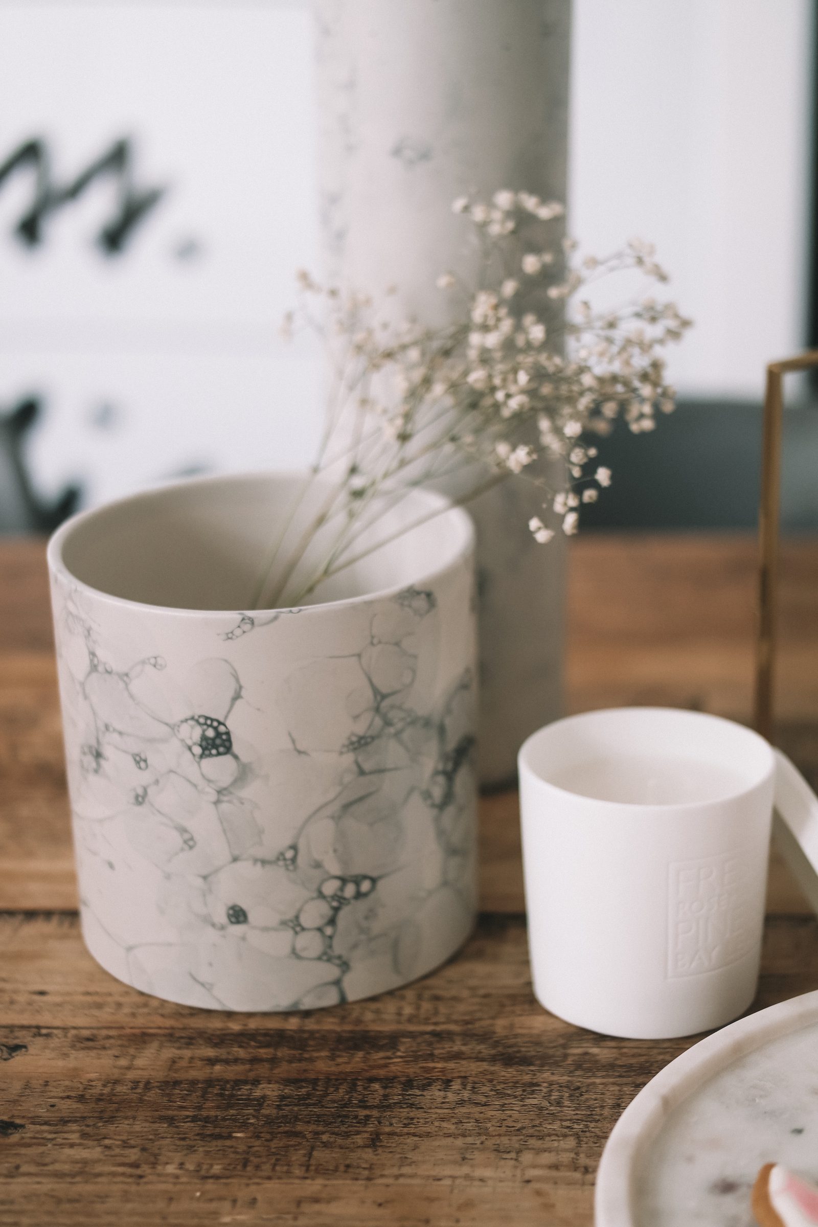 Spring Interiors - Marble Pot from Made.com with Gypsophelia 