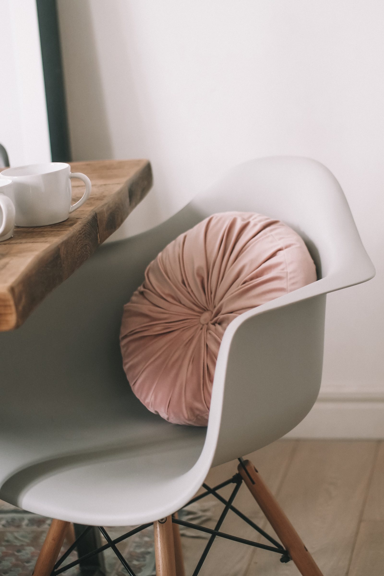 Spring Interiors - round Pink Velvet cushion from ASOS