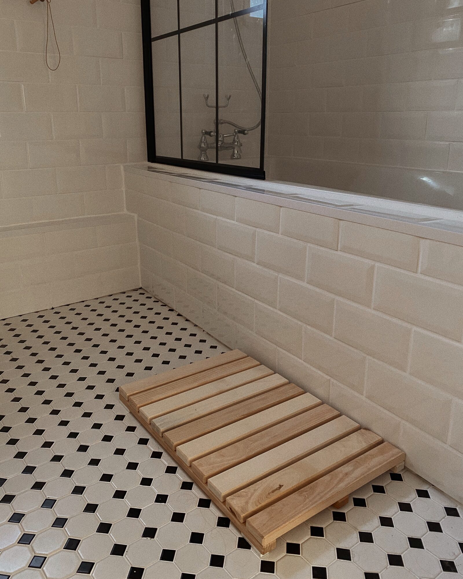 DIY Bathroom Makeover - Wooden Bath Mat