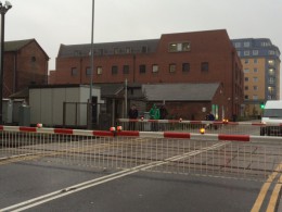 One of Lincoln's two train-barriers. Picture: Sam Kenealy.