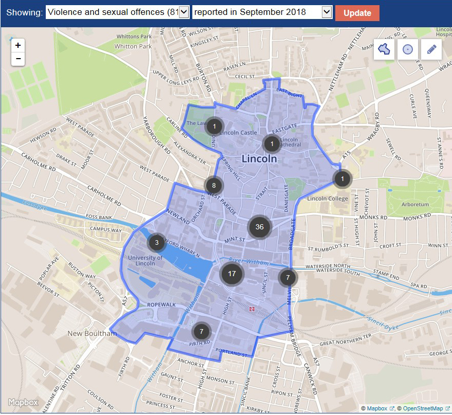 In January alone, 81 cases of violent acts and sexual assault were reported to the police in Lincoln city centre