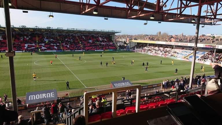 Teams warming up before the game.