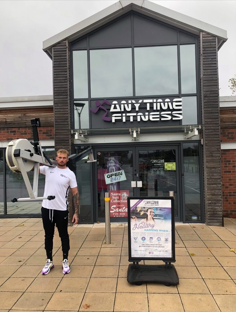 Brad Thornton with the rowing machine