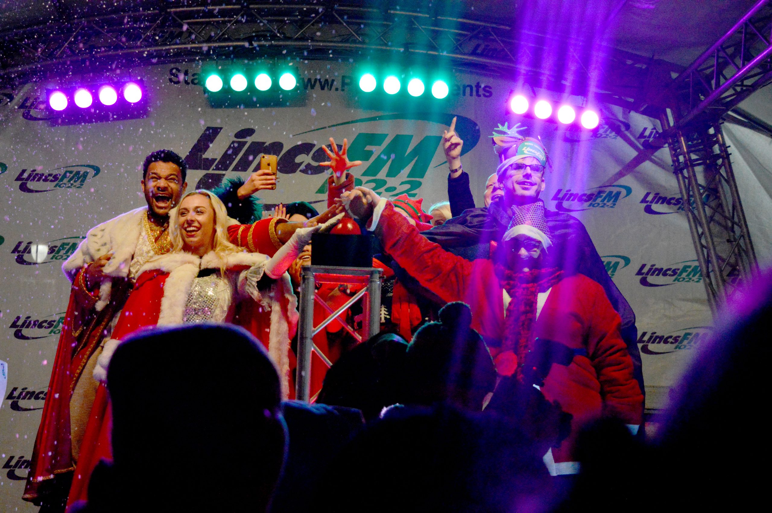 Cast members from the Drill Hall's production, Cinderalla were joined on stage by the other performers of the night to switch on the lights at St Marks Shopping Centre. Photo: Lauren Cooper