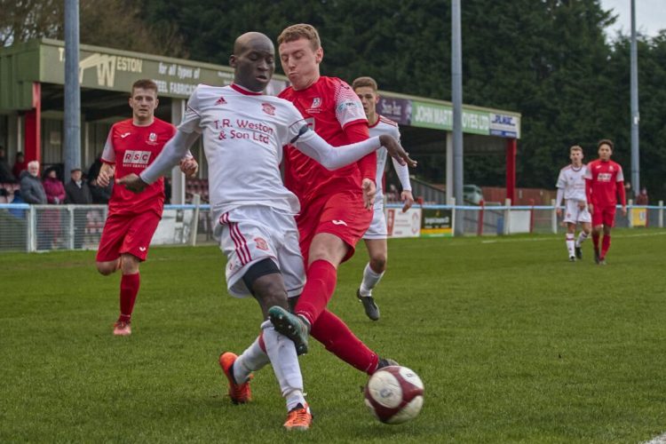 Christovao Pissi was a thorn in the side of the visitors at Ashby Avenue. Photo: Steve Percival, Lincoln United Club Photographer.