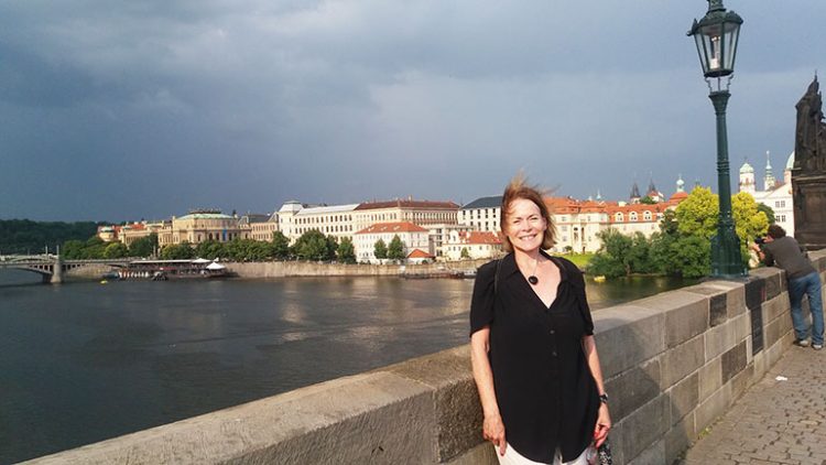 Victoria on Charles Bridge in Prague.  Photo: Victoria Brooks