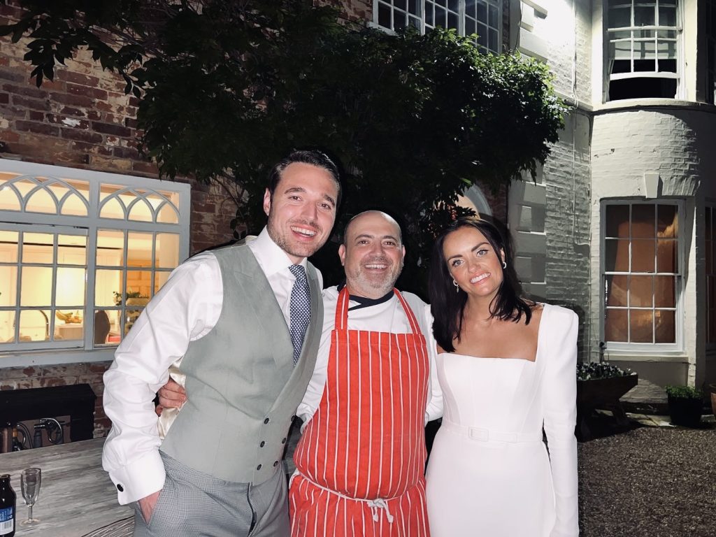 Laur, Luca's Events chef-owner, together with Freddie and Sophie - bride and groom.