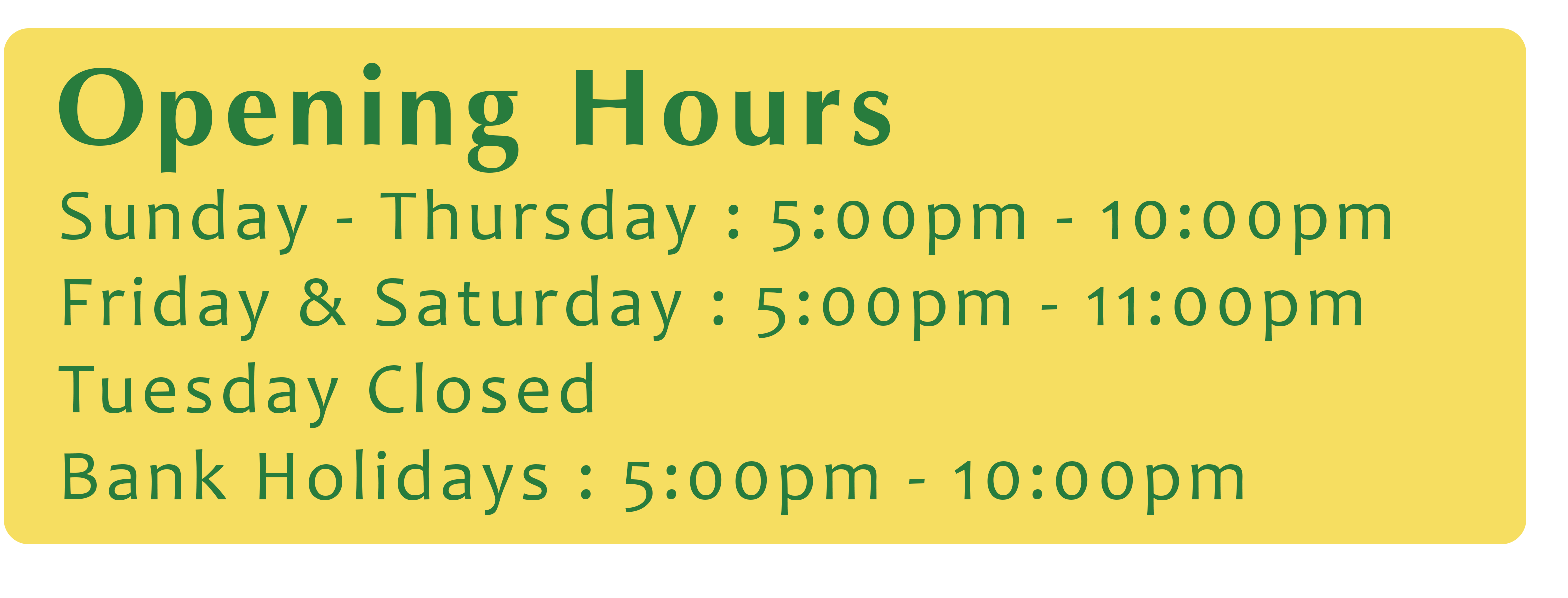 opening hours