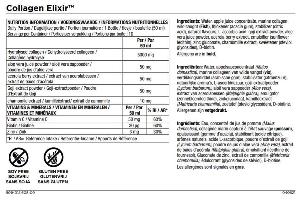 nutrition information collagen elixir