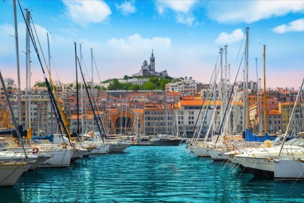 De jachthaven van de Vieux Port in Marseille.