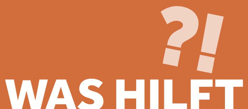 Was hilft? Logo in orange