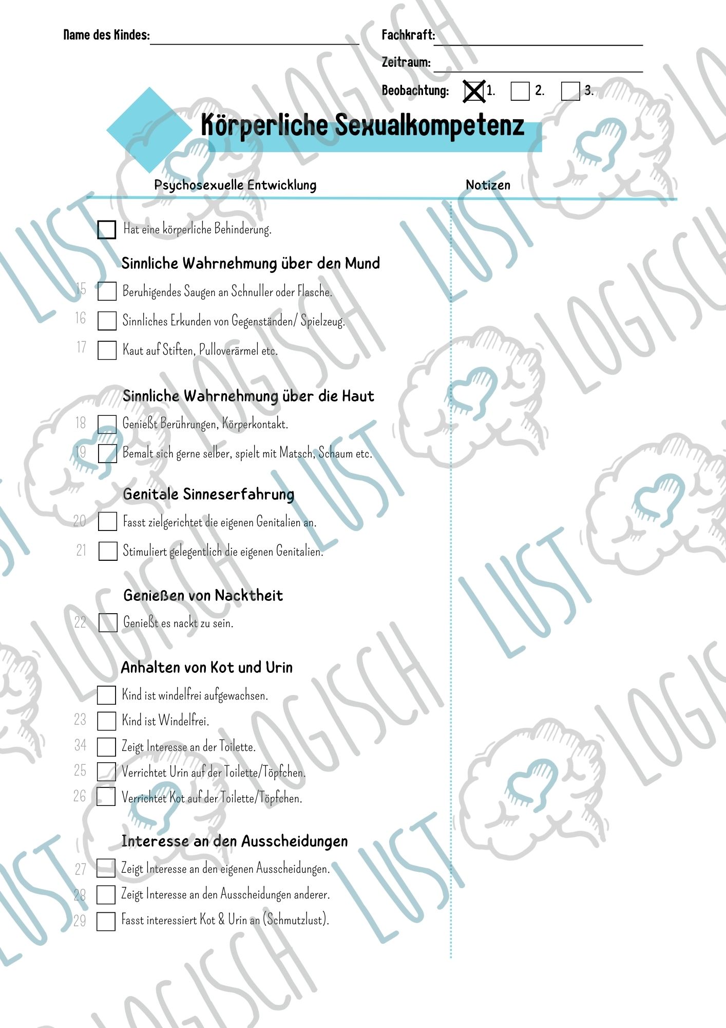 SeBako Beobachtungsbogen Kindergartenkindern