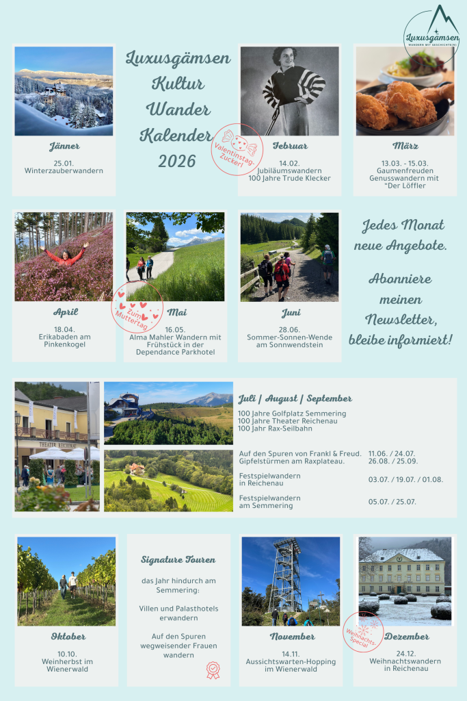 Ausgewählte Wanderungen 2026 mit Highlight-Terminen auf einer Liste mit Bildern