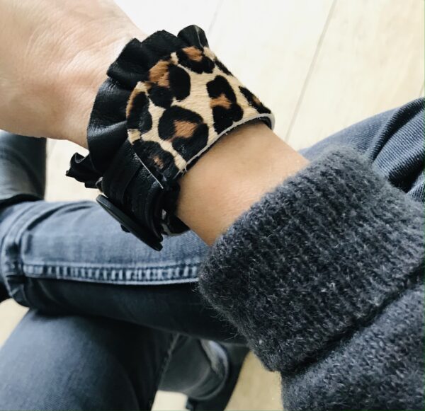 Armbånd i skind - leopard print