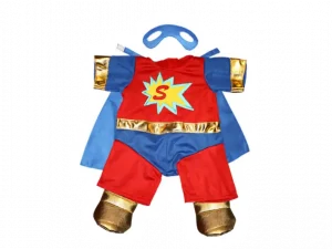 Een outfit die lijkt op de outfit van superman, maar dan voor een superbeer.