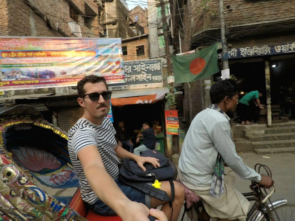 Taking a rickshaw in Bangladesh