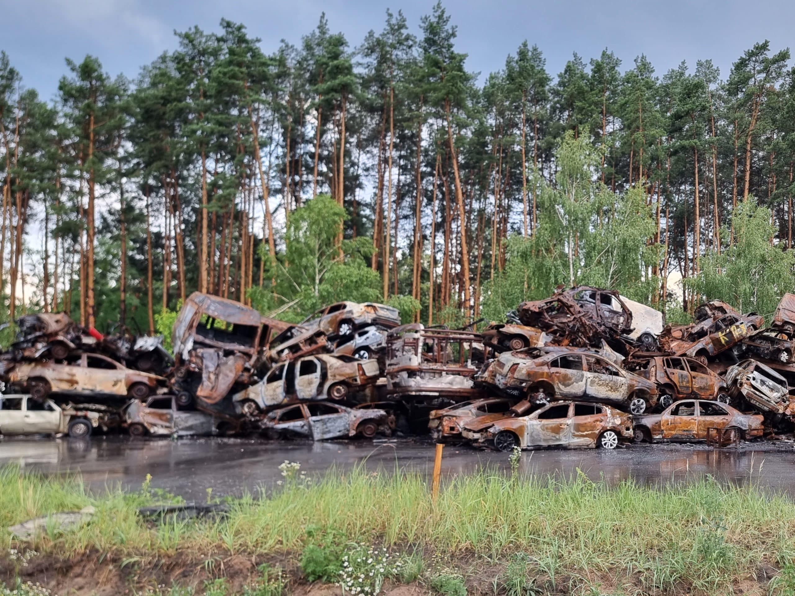 Car cemetery in Irpin