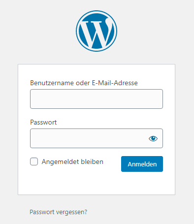 Login Fenster WordPress