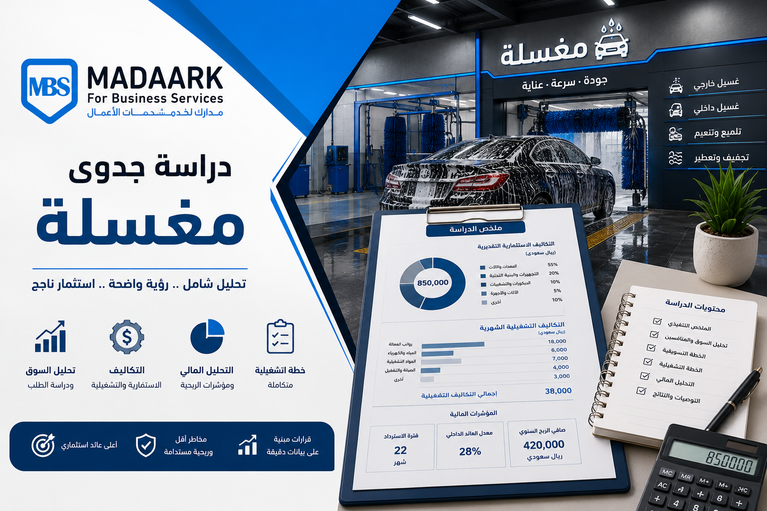 دراسة جدوى مغسلة: دليلك الشامل لمشروع خدمي مستدام في السعودية