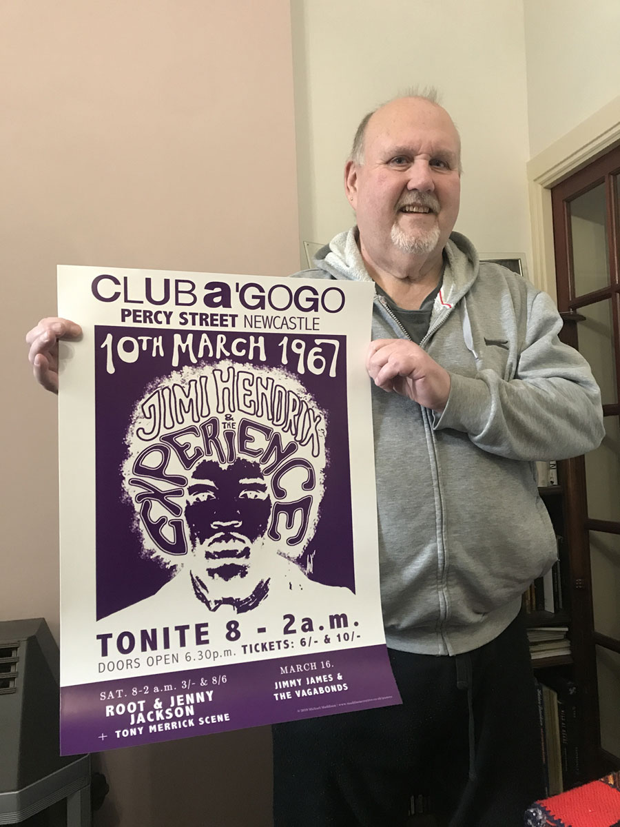 Jimi Hendrix gig poster I designed finds its way to Michael original gig attendee