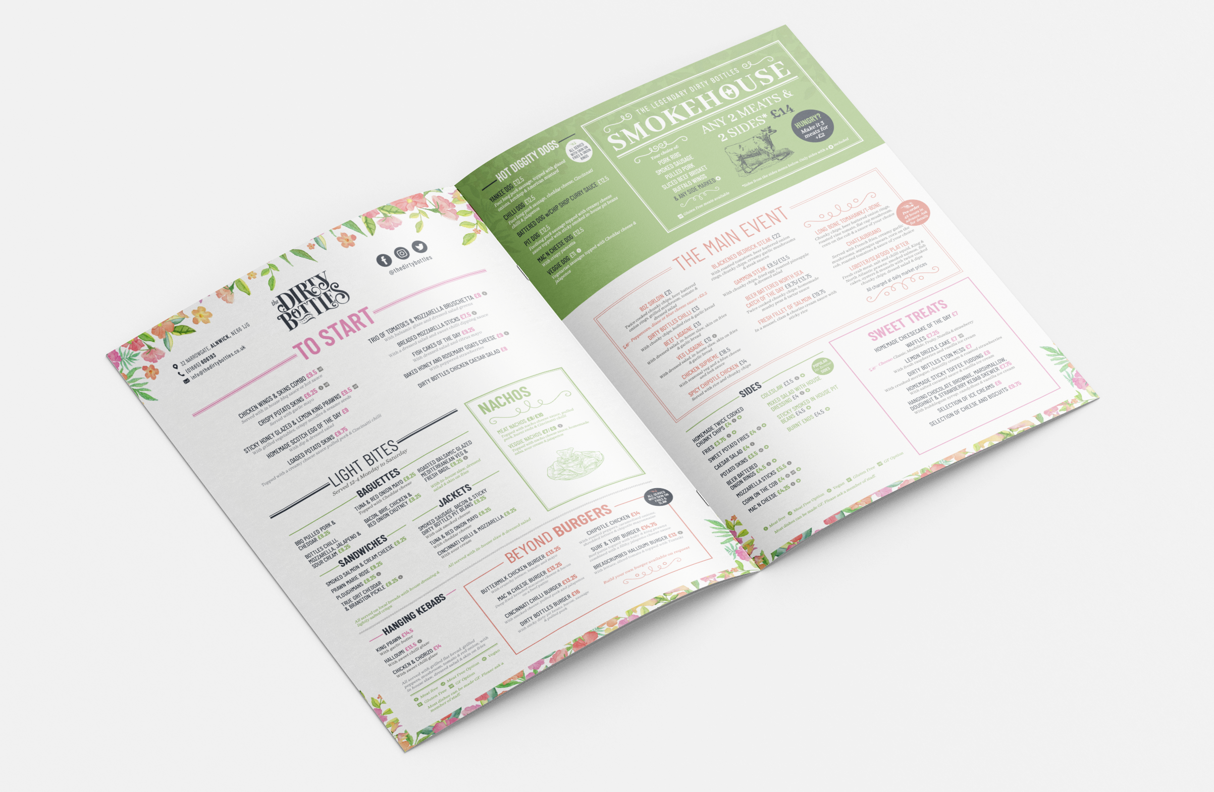 Dirty Bottles menu/printed design