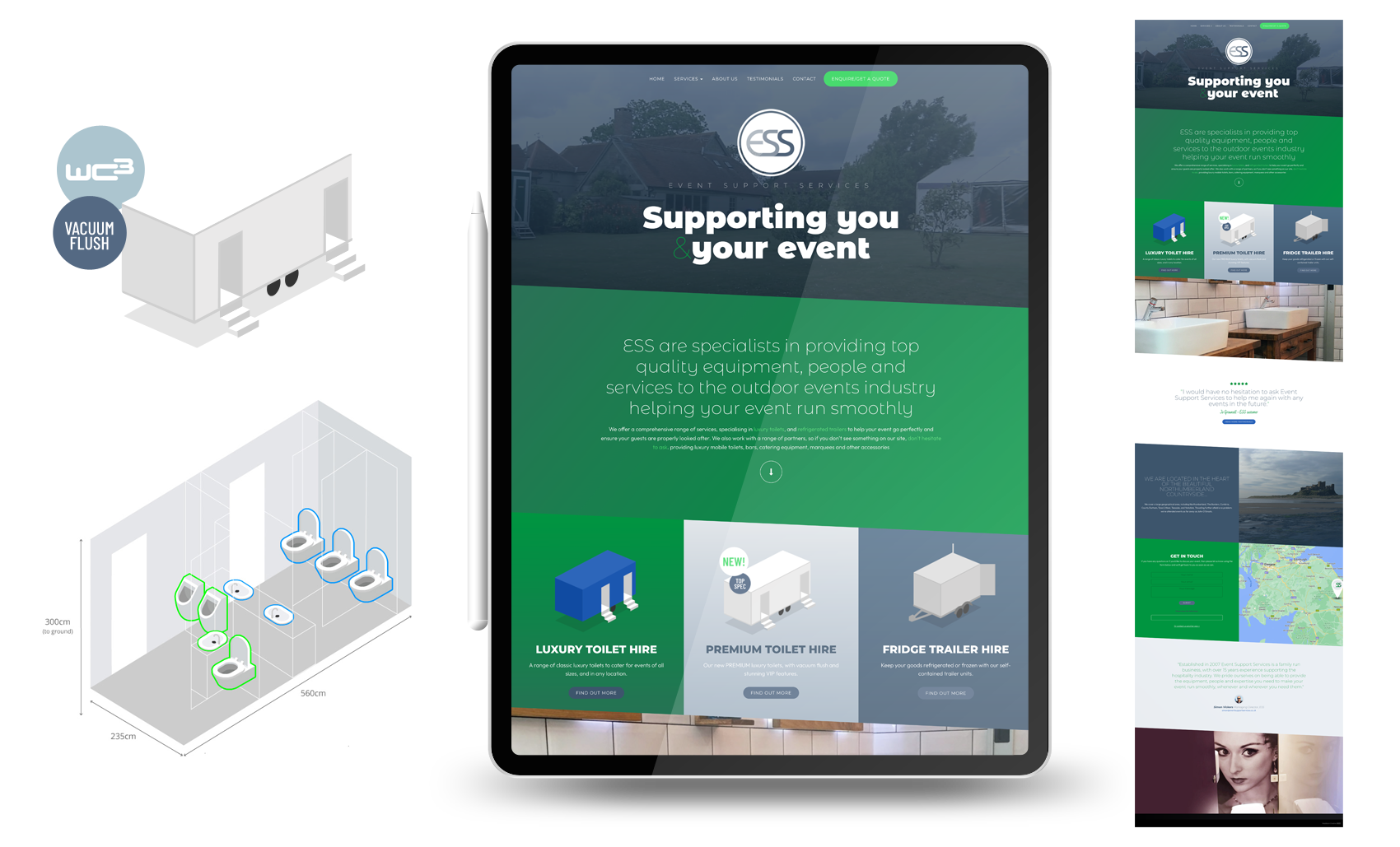 Event support services website design and illustration