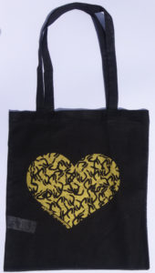 Tote bag noir coeur doré