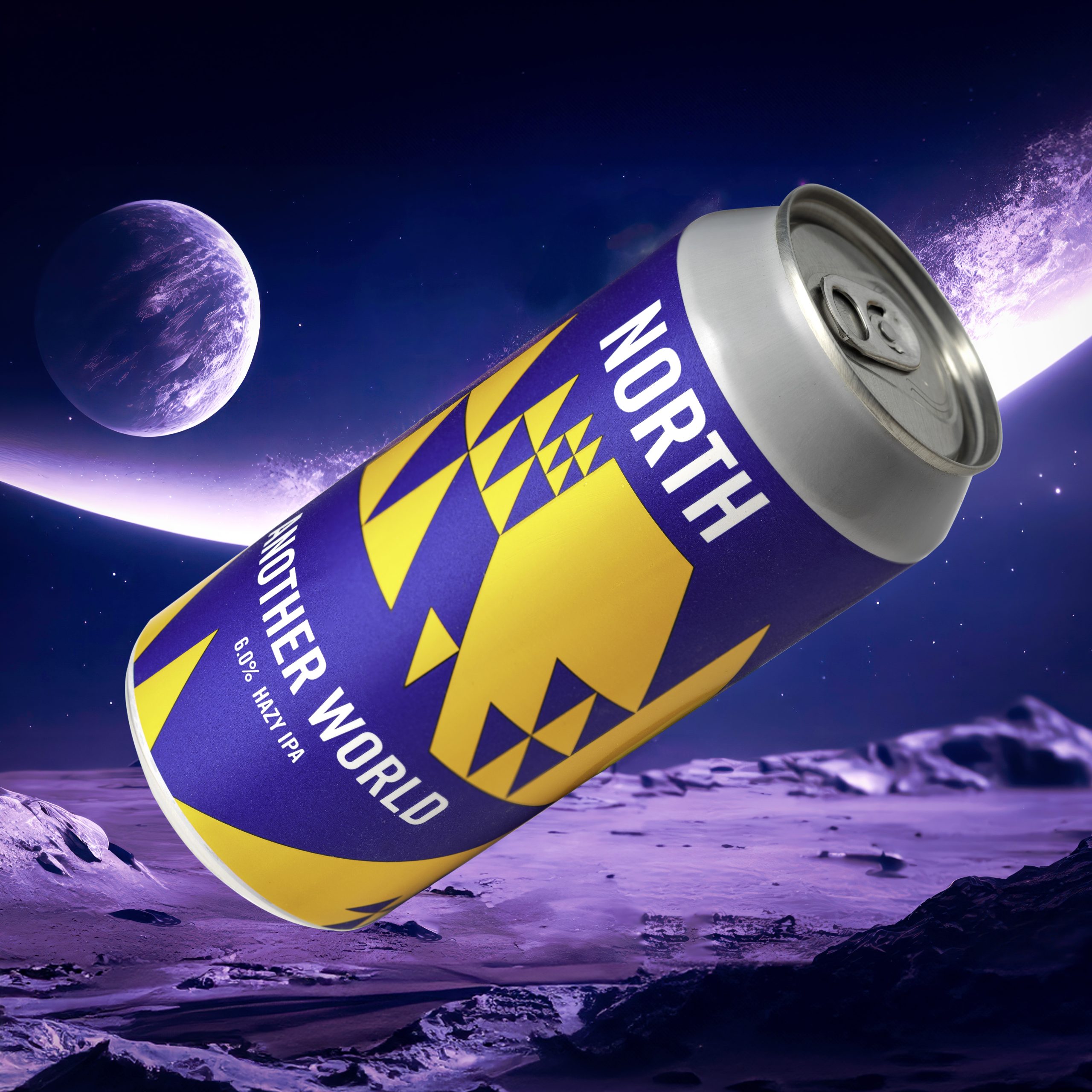 Space astronaut standing on a planet near the moon, futuristic b