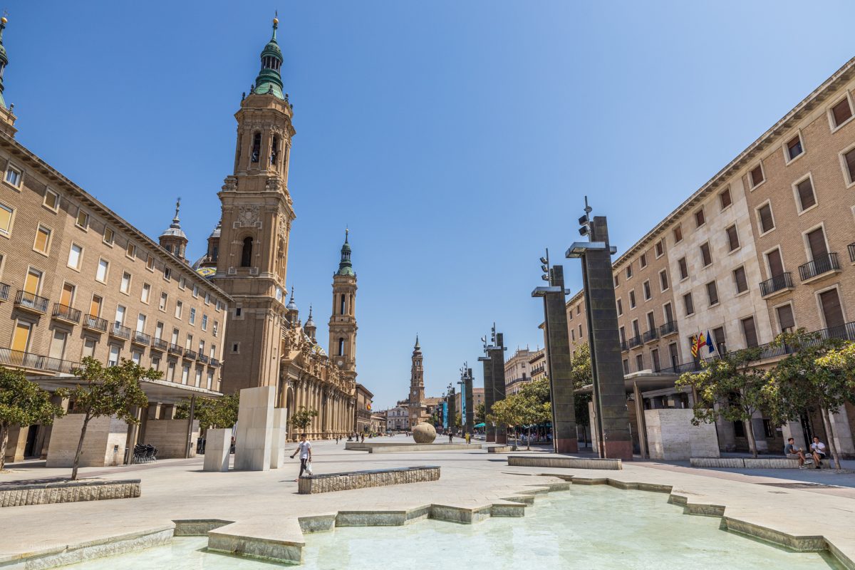 Plaza del Pilar in Zaragoza, Spain. Zaragoza, Spain