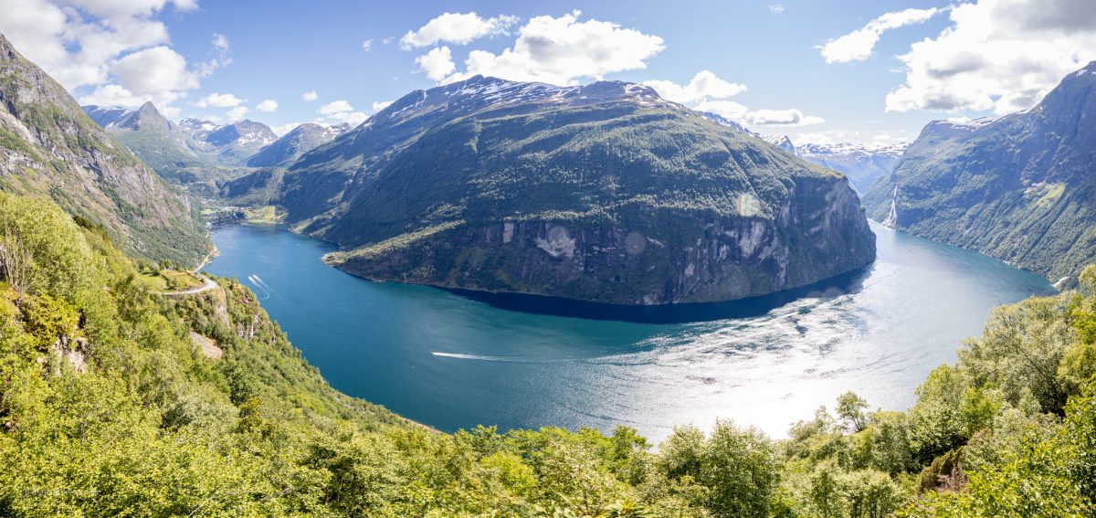 Panorama of the Geirangerfjord. Geirangerfjord, Norway