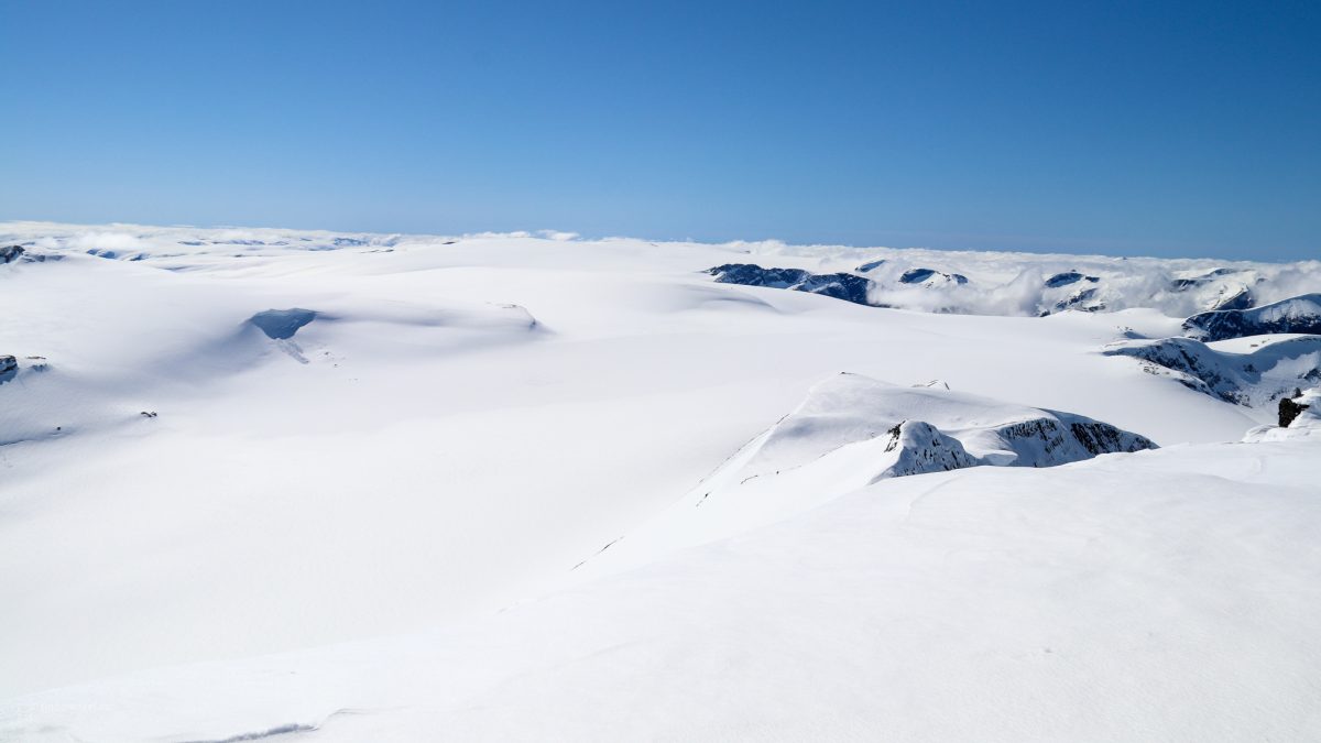 The glacier Jostedalsbreen seen from Mt. Lodalskåpa. The glacier Jostedalsbreen