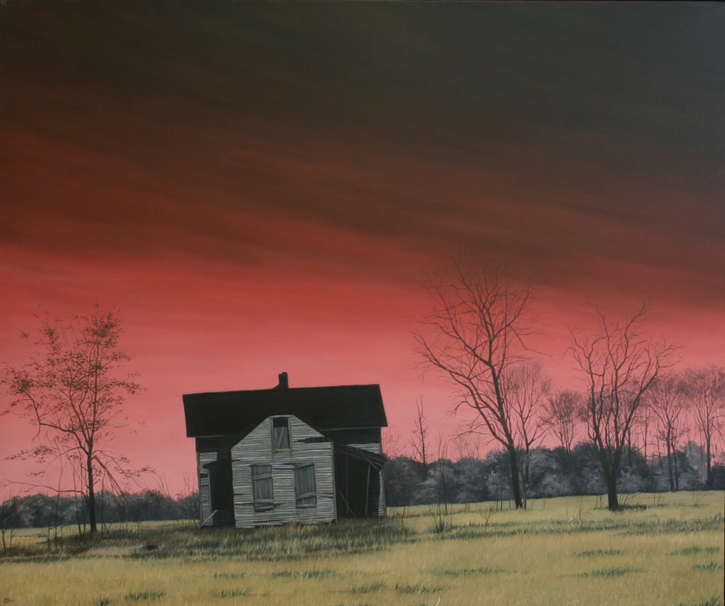 Burning Red Sky, Olie på lærred, 100 X 120 cm