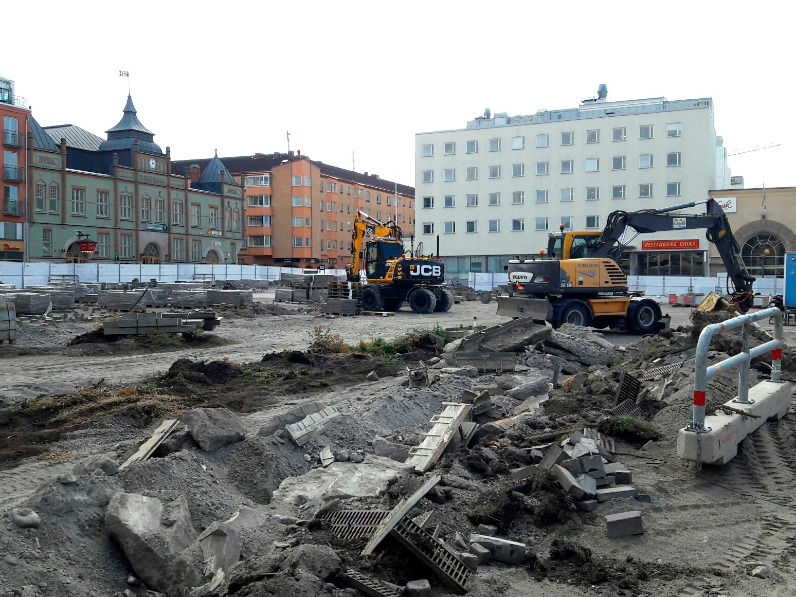 Mätning vid bygget av parkeringshus under Nya Torget, Norrköping